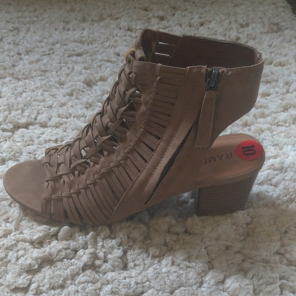 Tan heeled sandals